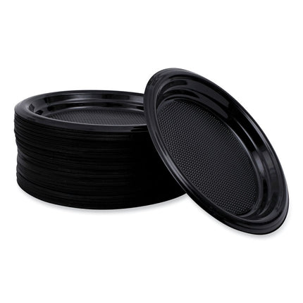 Hi-Impact Plastic Dinnerware, Plate, 6" Dia, Black, 1,000/carton