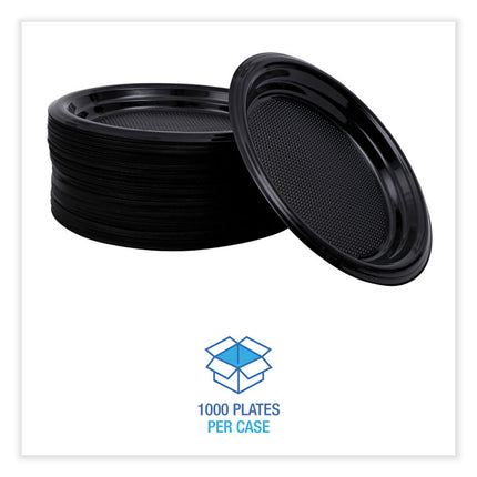 Hi-Impact Plastic Dinnerware, Plate, 6" Dia, Black, 1,000/carton