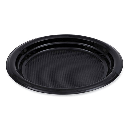 Hi-Impact Plastic Dinnerware, Plate, 6" Dia, Black, 1,000/carton