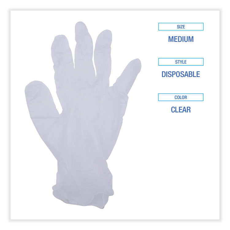 General Purpose Vinyl Gloves, Powder/Latex-Free, 2.6 mil, Medium, Clear, 100/Box