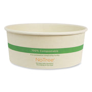 No Tree Wide Paper Bowls, 24 oz, 5.9" Diameter x 2.4" h, Natural, Sugarcane, 300/Carton