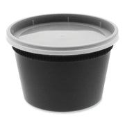 Newspring DELItainer Microwavable Container, 16 oz, 4.7 x 4.7 x 3.1, Black/Clear, Plastic, 240/Carton