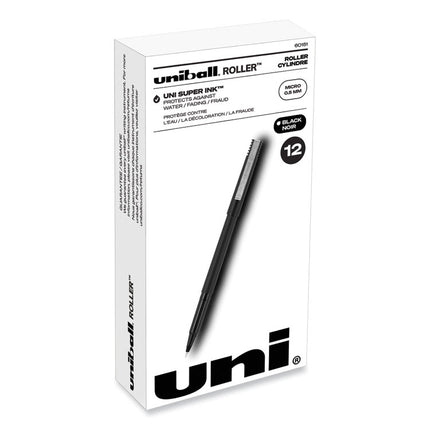 Rollerball Pen, Stick, Extra-Fine 0.5 mm, Black Ink, Black Barrel, Dozen