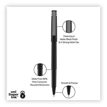 Rollerball Pen, Stick, Extra-Fine 0.5 mm, Black Ink, Black Barrel, Dozen