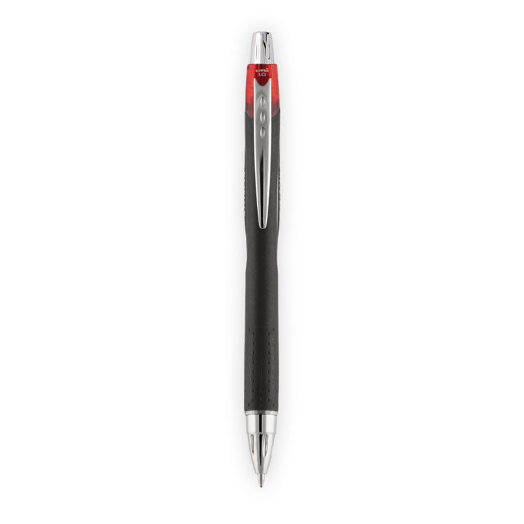 Jetstream Hybrid Gel Pen, Retractable, Bold 1 mm, Red Ink, Black/Silver/Red Barrel