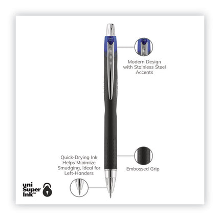 Jetstream Hybrid Gel Pen, Retractable, Bold 1 mm, Blue Ink, Black/Silver/Blue Barrel