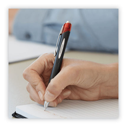 Jetstream Hybrid Gel Pen, Retractable, Bold 1 mm, Red Ink, Black/Silver/Red Barrel