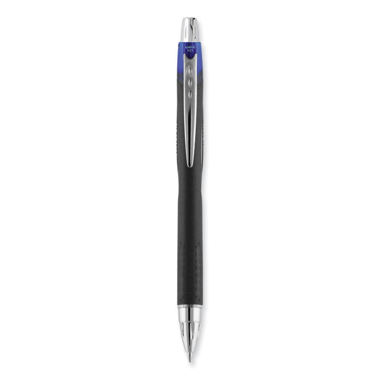 Jetstream Hybrid Gel Pen, Retractable, Bold 1 mm, Blue Ink, Black/Silver/Blue Barrel