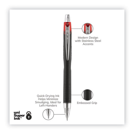 Jetstream Hybrid Gel Pen, Retractable, Bold 1 mm, Red Ink, Black/Silver/Red Barrel