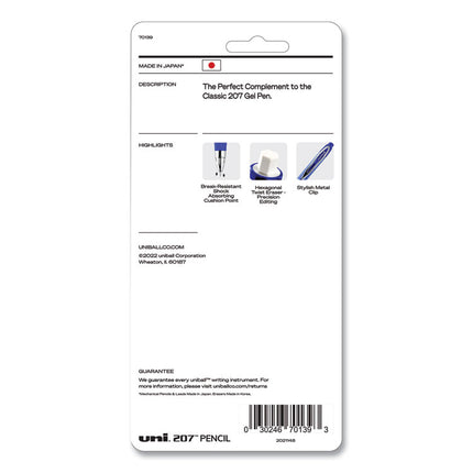 207 Mechanical Pencils with Tube of Lead/Erasers, 0.7 mm, HB (#2), Black Lead, Assorted Barrel Colors, 3 Pencils/Set