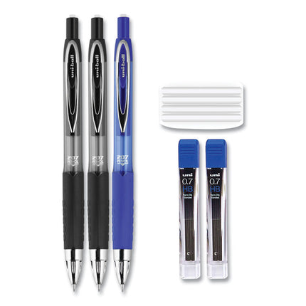 207 Mechanical Pencils with Tube of Lead/Erasers, 0.7 mm, HB (#2), Black Lead, Assorted Barrel Colors, 3 Pencils/Set