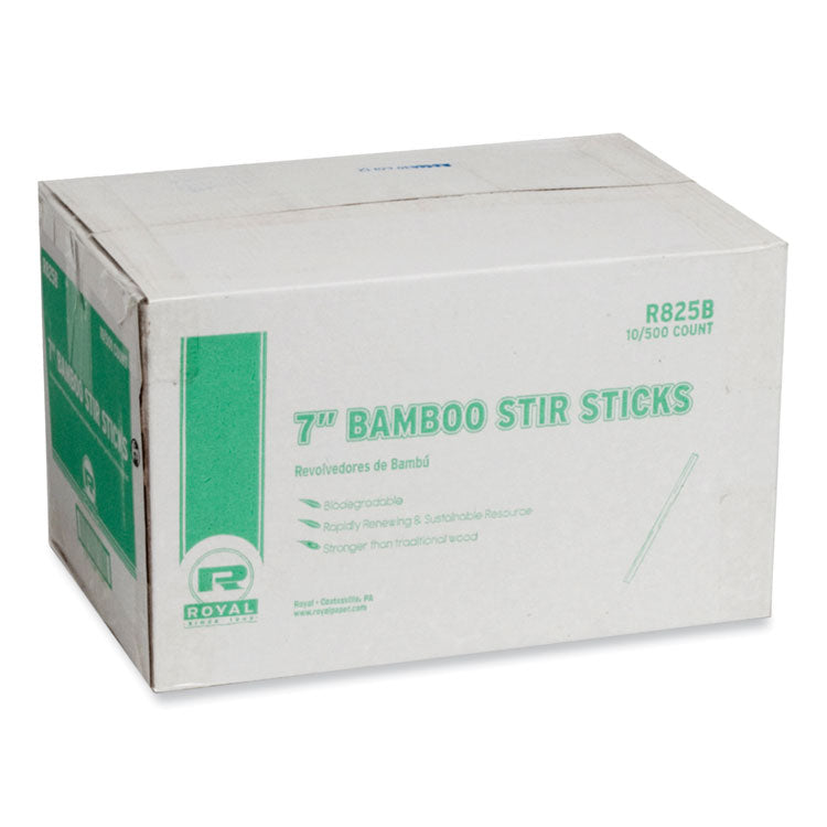 Bamboo Stir Sticks, 7" Natural, 5,000/Carton