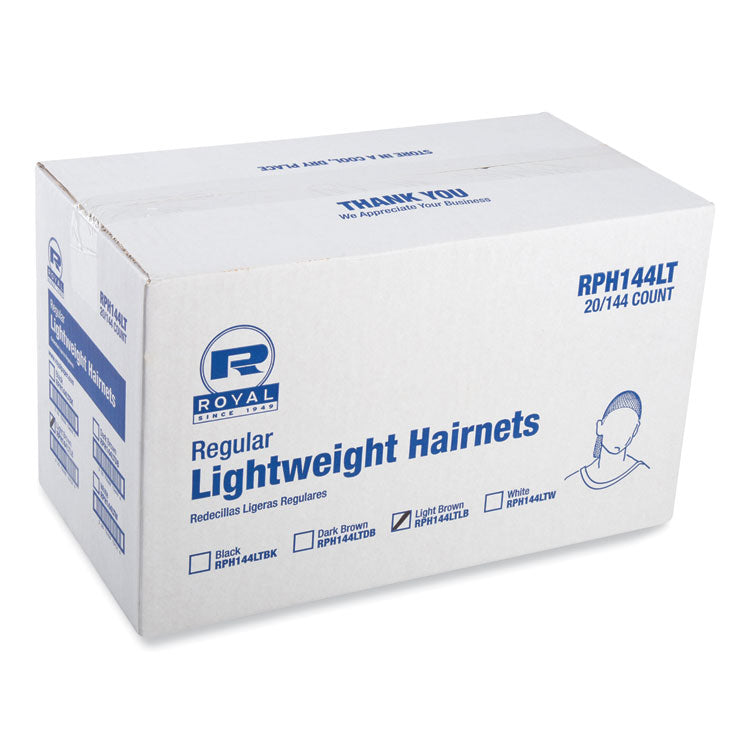Lightweight Latex-Free Hairnets, Nylon, 24", Light Brown, 144/Box, 20 Boxes/Carton