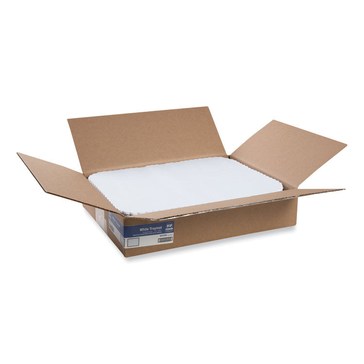 Embossed Scalloped Edges Traymats, 12.75 x 16.5, White, 1,000/Carton