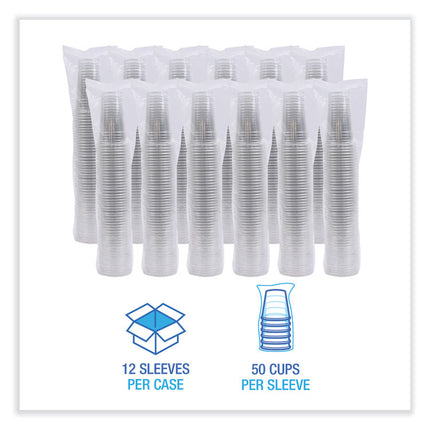 Clear Plastic Cold Cups, 24 oz, 50/Sleeve, 12 Sleeves/Carton