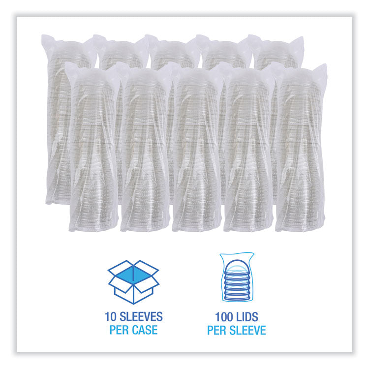 PET Cold Cup Dome Lids, Fits 14 oz to 24 oz Cold Cups, Plastic, Clear, 100/Sleeve, 10 Sleeves/Carton