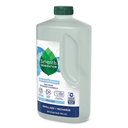 Natural Dishwashing Liquid, Free and Clear, 50 oz Bottle, 3/Carton