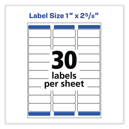 Removable Multi-Use Labels, Inkjet/laser Printers, 1 X 2.63, White, 30/sheet, 25 Sheets/pack