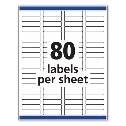 Removable Multi-Use Labels, Inkjet/laser Printers, 0.5 X 1.75, White, 80/sheet, 25 Sheets/pack