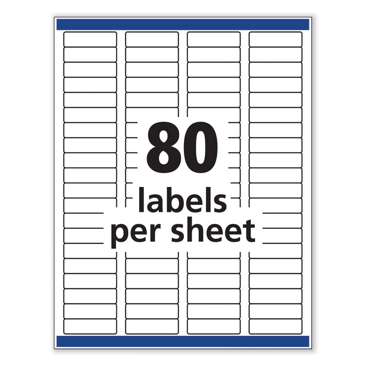 Removable Multi-Use Labels, Inkjet/laser Printers, 0.5 X 1.75, White, 80/sheet, 25 Sheets/pack