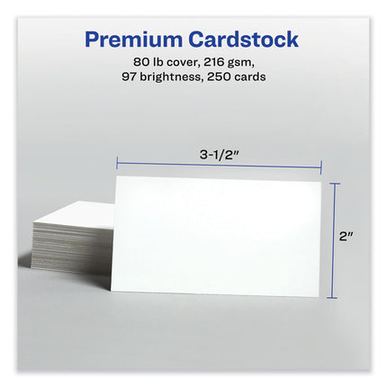 Printable Microperforated Business Cards w/Sure Feed Technology, Inkjet, 2 x 3.5, White, 250 Cards, 10/Sheet, 25 Sheets/Pack