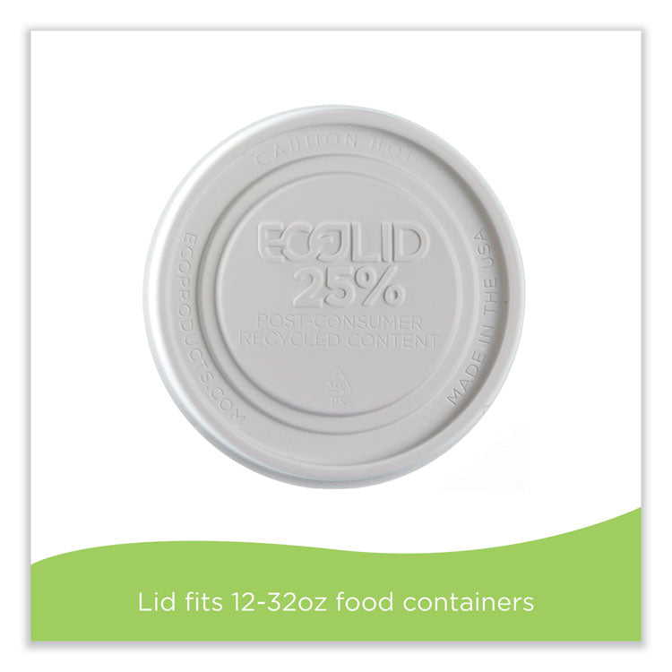 Evolution World EcoLid 25% Recycled Food Container Lid, Fits 12 to 32 oz Containers, White, Plastic, 500/Carton