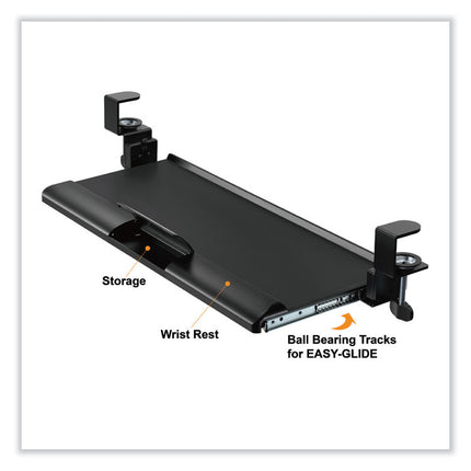 Desk Clamp Five-Position Tilting Keyboard Tray, 26.8" x 11.1, Black