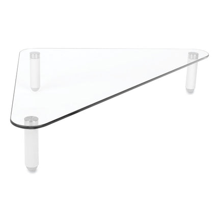 Glass Corner Monitor Riser, 19.7" x 11" x 3.25", Clear, Supports 40 lbs