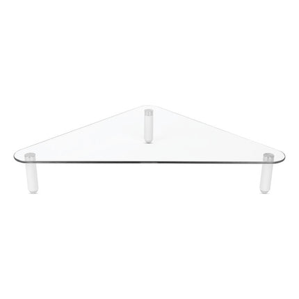 Glass Corner Monitor Riser, 19.7" x 11" x 3.25", Clear, Supports 40 lbs