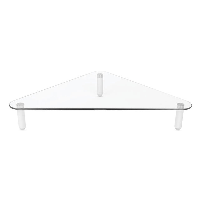 Glass Corner Monitor Riser, 19.7" x 11" x 3.25", Clear, Supports 40 lbs
