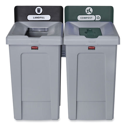Slim Jim Recycling Station 1-Stream, Compost Collection Station, 33 gal, Resin, Gray