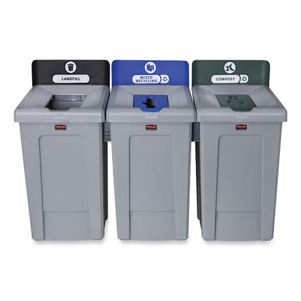 Slim Jim Recycling Station 1-Stream, Compost Collection Station, 33 gal, Resin, Gray
