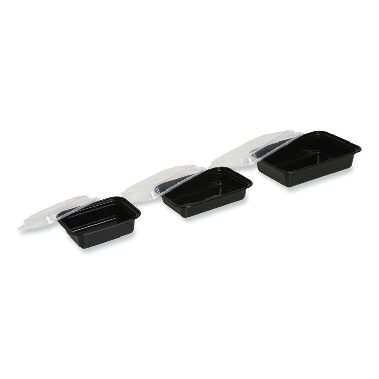 Microwavable Food Container with Lid, Rectangular, 32 oz, 8.81 x 6.02 x 2.24, Black/Clear, Plastic, 150/Carton