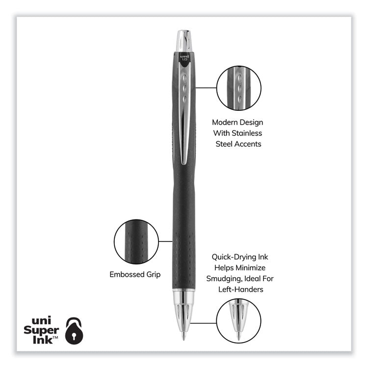 Jetstream Hybrid Gel Pen, Retractable, Bold 1 mm, Black Ink, Black/Silver Barrel