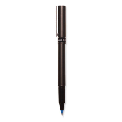 Deluxe Rollerball Pen, Stick, Extra-Fine 0.5 mm, Blue Ink, Metallic Gray/Black/Blue Barrel, Dozen