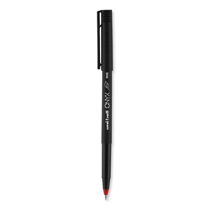 ONYX Rollerball Pen, Stick, Extra-Fine 0.5 mm, Red Ink, Black/Red Barrel, Dozen
