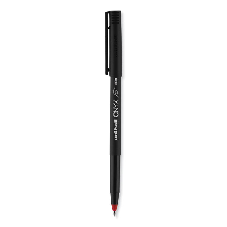 ONYX Rollerball Pen, Stick, Extra-Fine 0.5 mm, Red Ink, Black/Red Barrel, Dozen