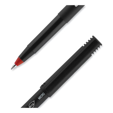 ONYX Rollerball Pen, Stick, Extra-Fine 0.5 mm, Red Ink, Black/Red Barrel, Dozen