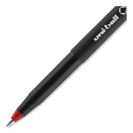 ONYX Rollerball Pen, Stick, Extra-Fine 0.5 mm, Red Ink, Black/Red Barrel, Dozen
