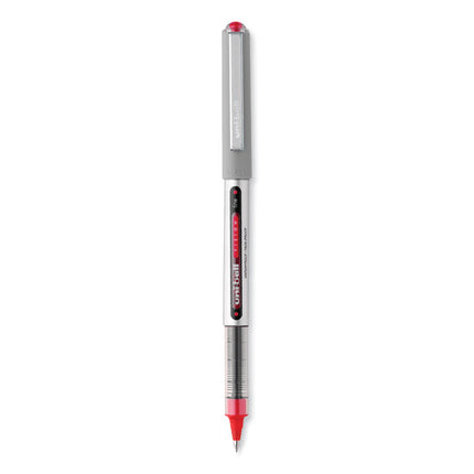 VISION Rollerball Pen, Stick, Fine 0.7 mm, Red Ink, Silver/Red/Clear Barrel, Dozen