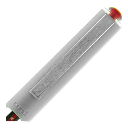VISION Rollerball Pen, Stick, Fine 0.7 mm, Red Ink, Silver/Red/Clear Barrel, Dozen