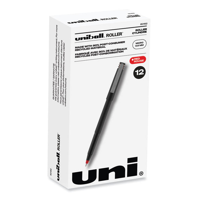 Rollerball Pen, Stick, Extra-Fine 0.5 mm, Red Ink, Black/Red Barrel, Dozen