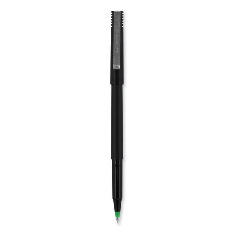 Rollerball Pen, Stick, Extra-Fine 0.5 mm, Green Ink, Black/Green Barrel, Dozen