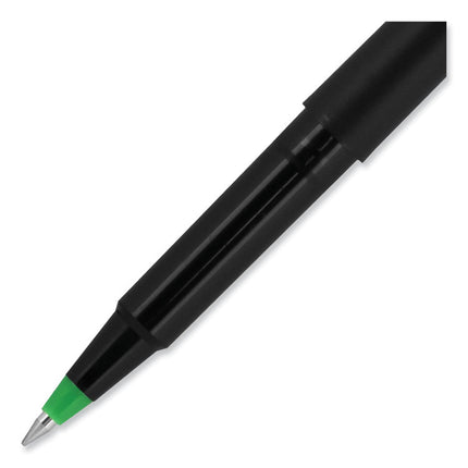 Rollerball Pen, Stick, Extra-Fine 0.5 mm, Green Ink, Black/Green Barrel, Dozen