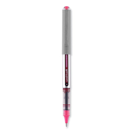 VISION Rollerball Pen, Stick, Fine 0.7 mm, Pink Ink, Silver/Pink/Clear Barrel, Dozen