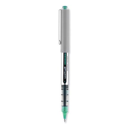 VISION Rollerball Pen, Stick, Fine 0.7 mm, Green Ink, Silver/Green/Clear Barrel, Dozen