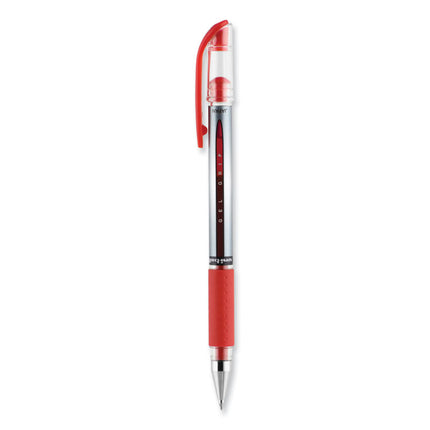 Signo GRIP Gel Pen, Stick, Medium 0.7 mm, Red Ink, Clear/Red/Silver Barrel, Dozen