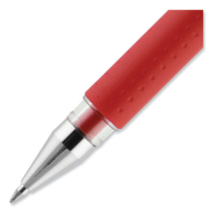 Signo GRIP Gel Pen, Stick, Medium 0.7 mm, Red Ink, Clear/Red/Silver Barrel, Dozen