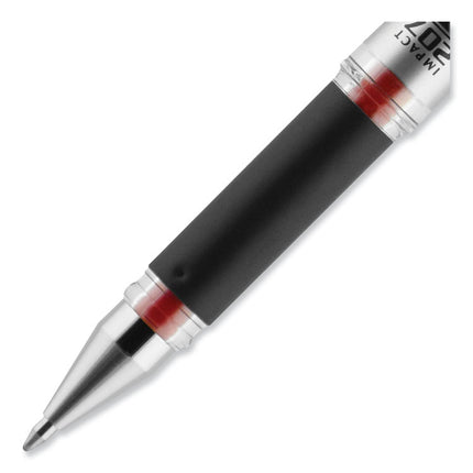207 Impact Gel Pen, Stick, Bold 1 mm, Red Ink, Silver/Black/Red Barrel