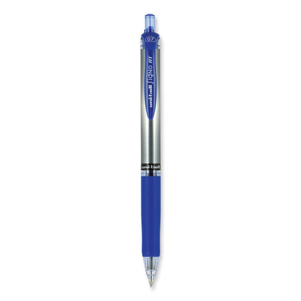 Signo Gel Pen, Retractable, Medium 0.7 mm, Blue Ink, Silver/Blue Barrel, Dozen